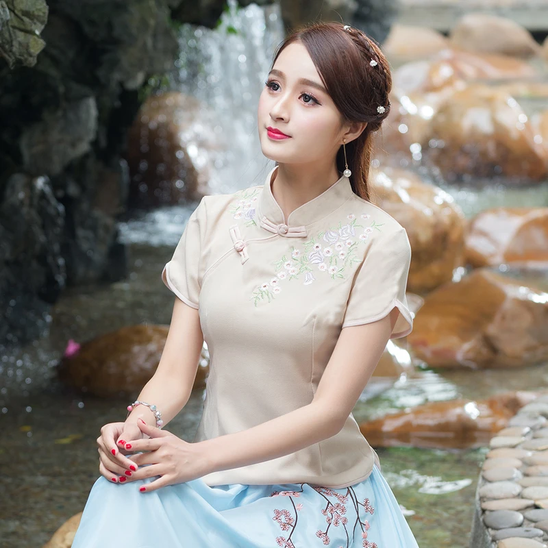 2020 избыточный воротник с пуговицами и вышивкой в виде цветка восстанавливает