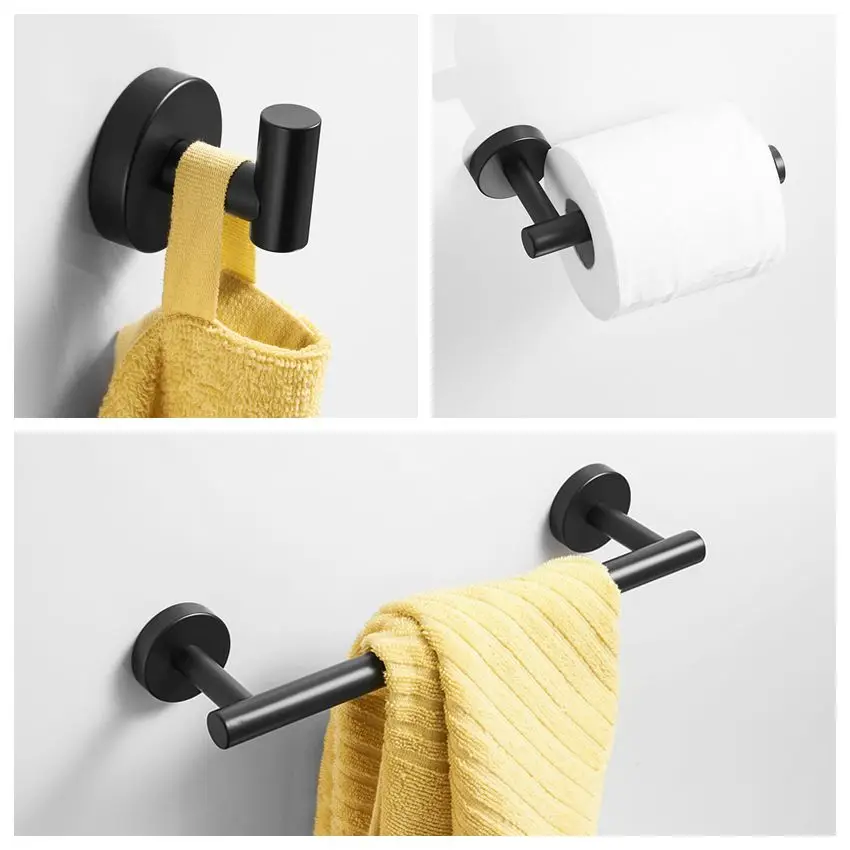 Матовый черный комплект из 3 предметов аксессуары для ванной комнаты настенное