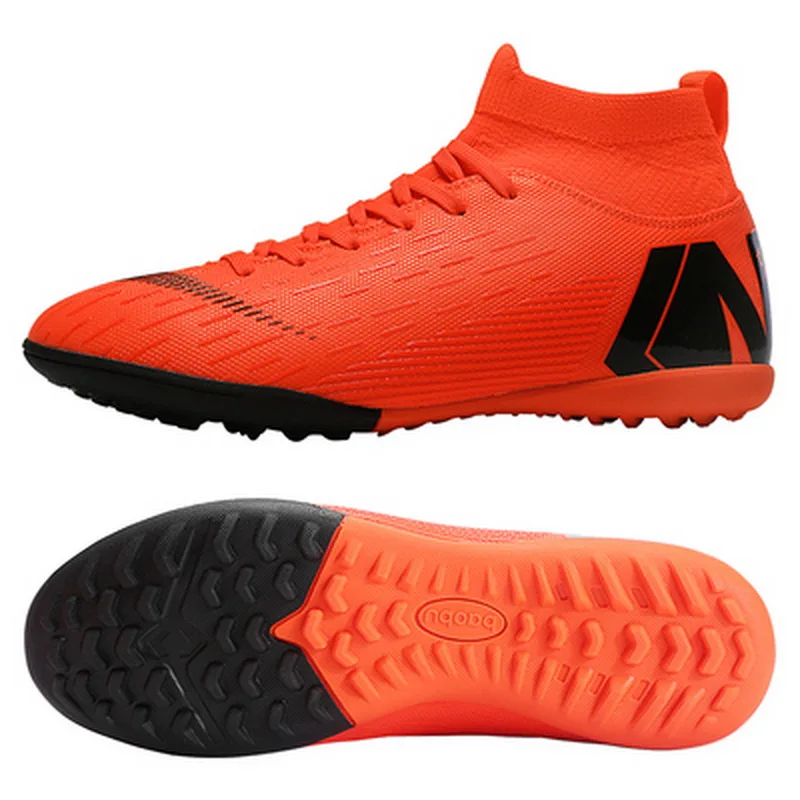 

New Soccer Shoes Men High Top Training Ankle AG/TF Sole Outdoor Cleats Sport Shoes Spike Women Crampon Football Turf Boots Mens