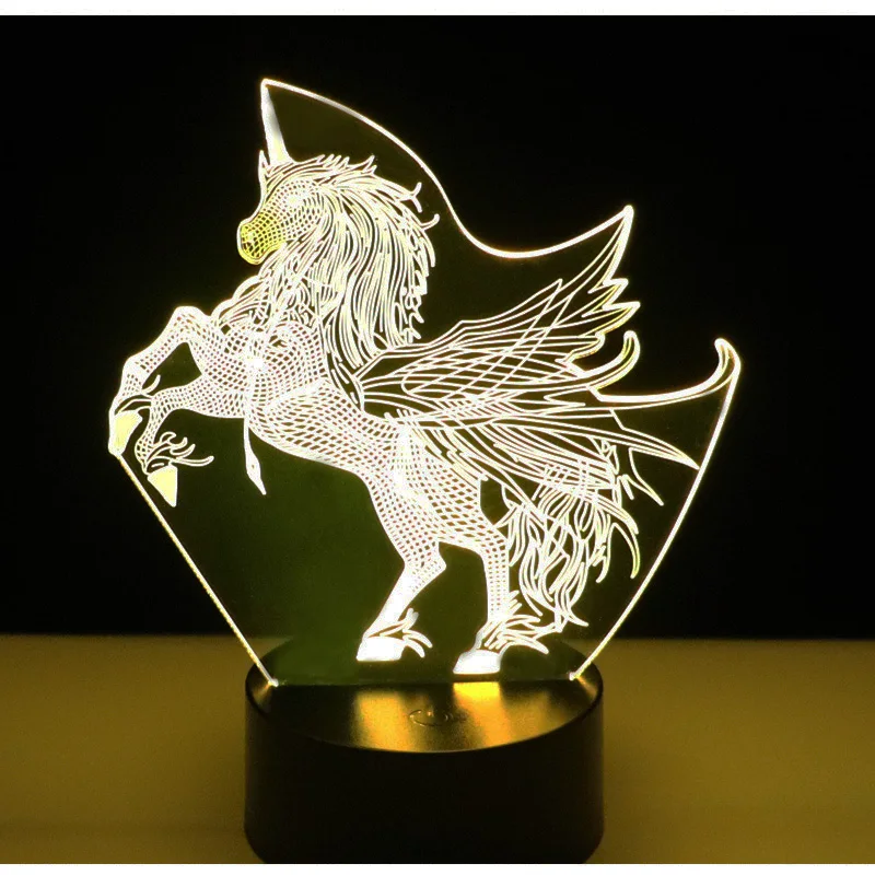 Ночсветильник Awesom светодиодный с крыльями единорогом 7 цветов для украшения дома