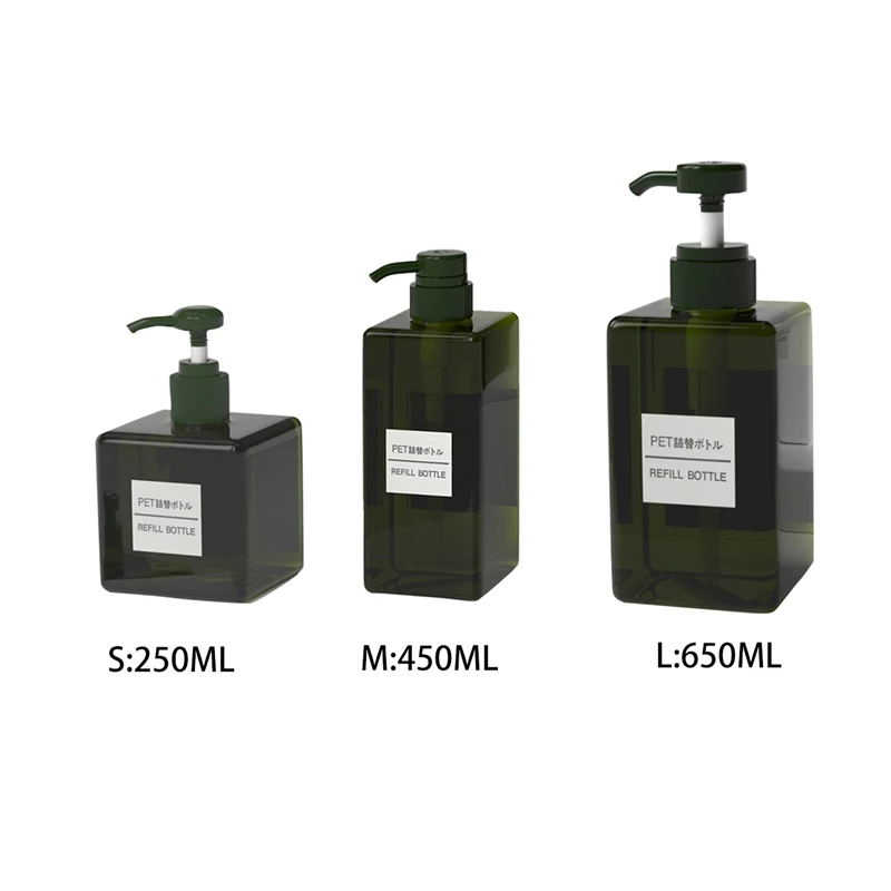 250/450/650ml Travel Plastic Clear Square Bottle Dispenser Soap Foam Foaming Pump Empty Liquid Shower Gel 2020 | Дом и сад