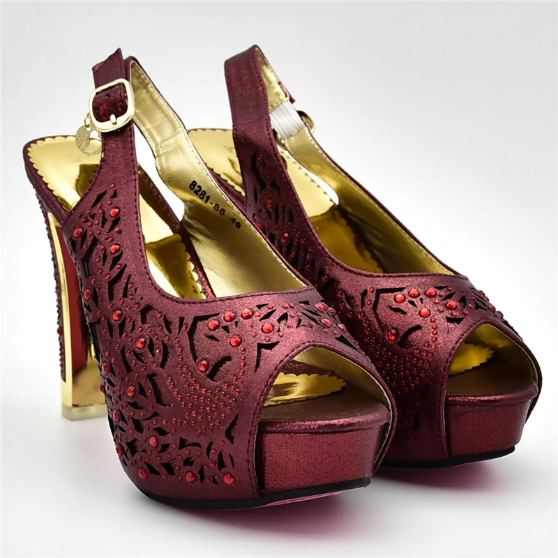 Новинка модные женские свадебные туфли в нигерийском стиле украшенные стразами