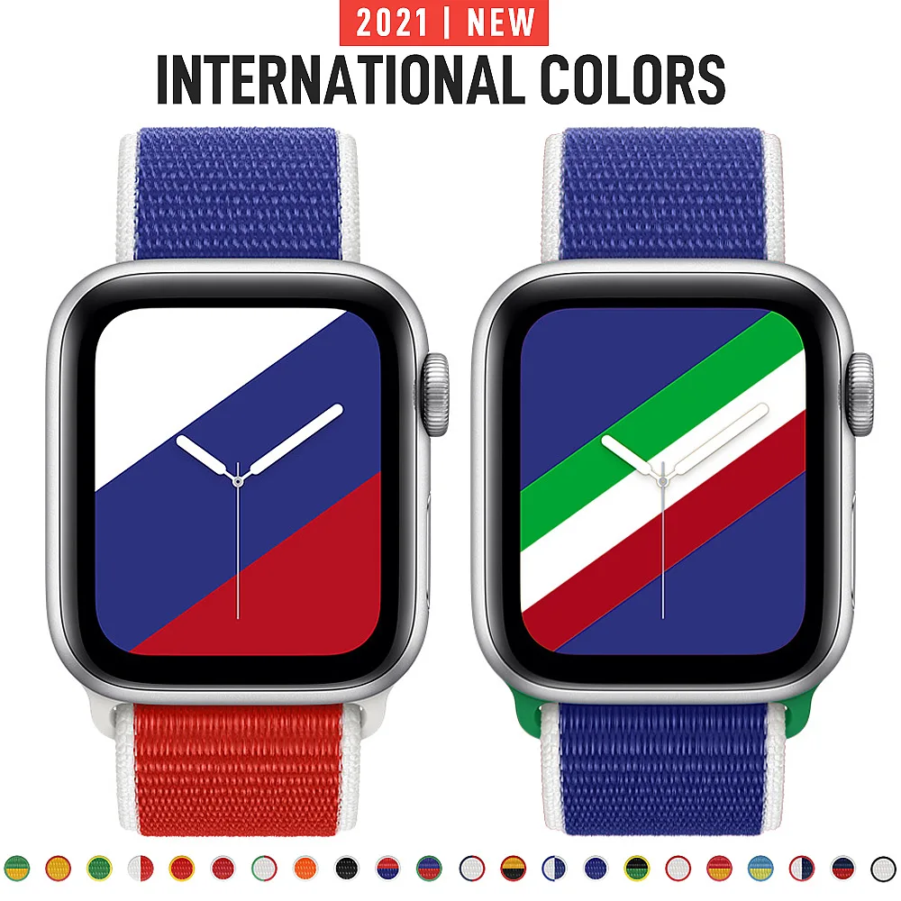 

International Collection Sport Loop For Apple Watch band 44mm 40mm 42mm 38mm Nylon Strap belt Bracelet iWatch Series 3 4 5 SE 6