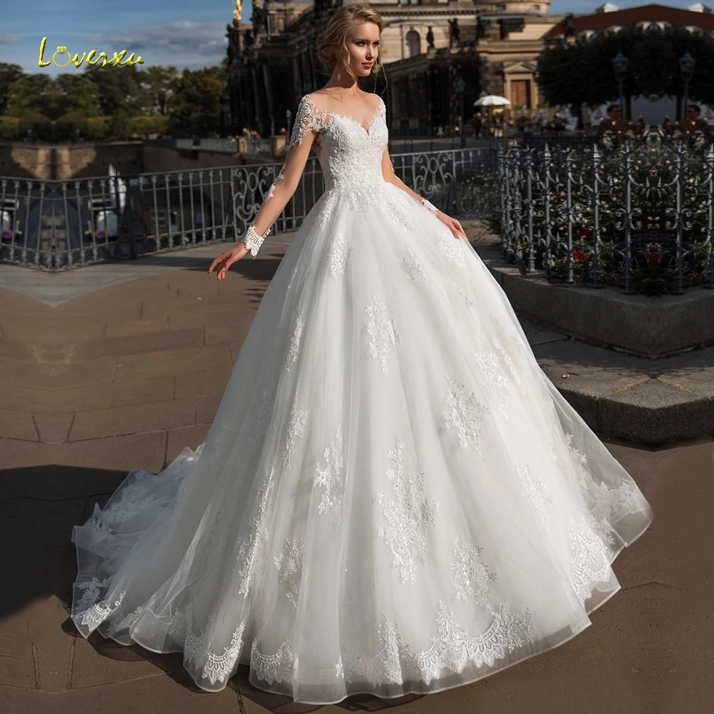 Loverxu сексуальное бальное платье с v-образным вырезом свадебные платья Аппликации