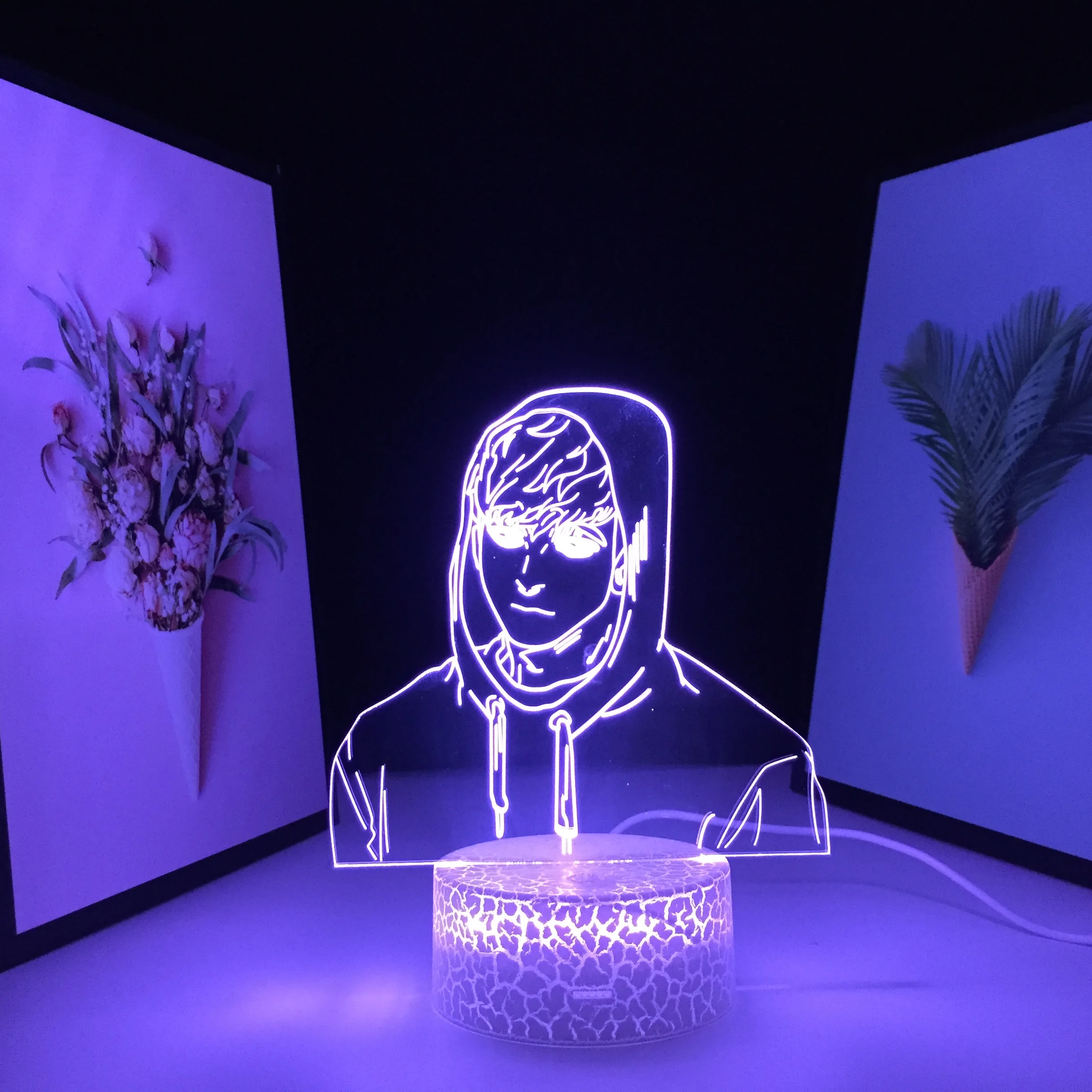 

Animation Peripherals Acrylic Panel 3D LED Lamp Anime Figure7 Color Changes With Remote Control Visual Illusion White Base