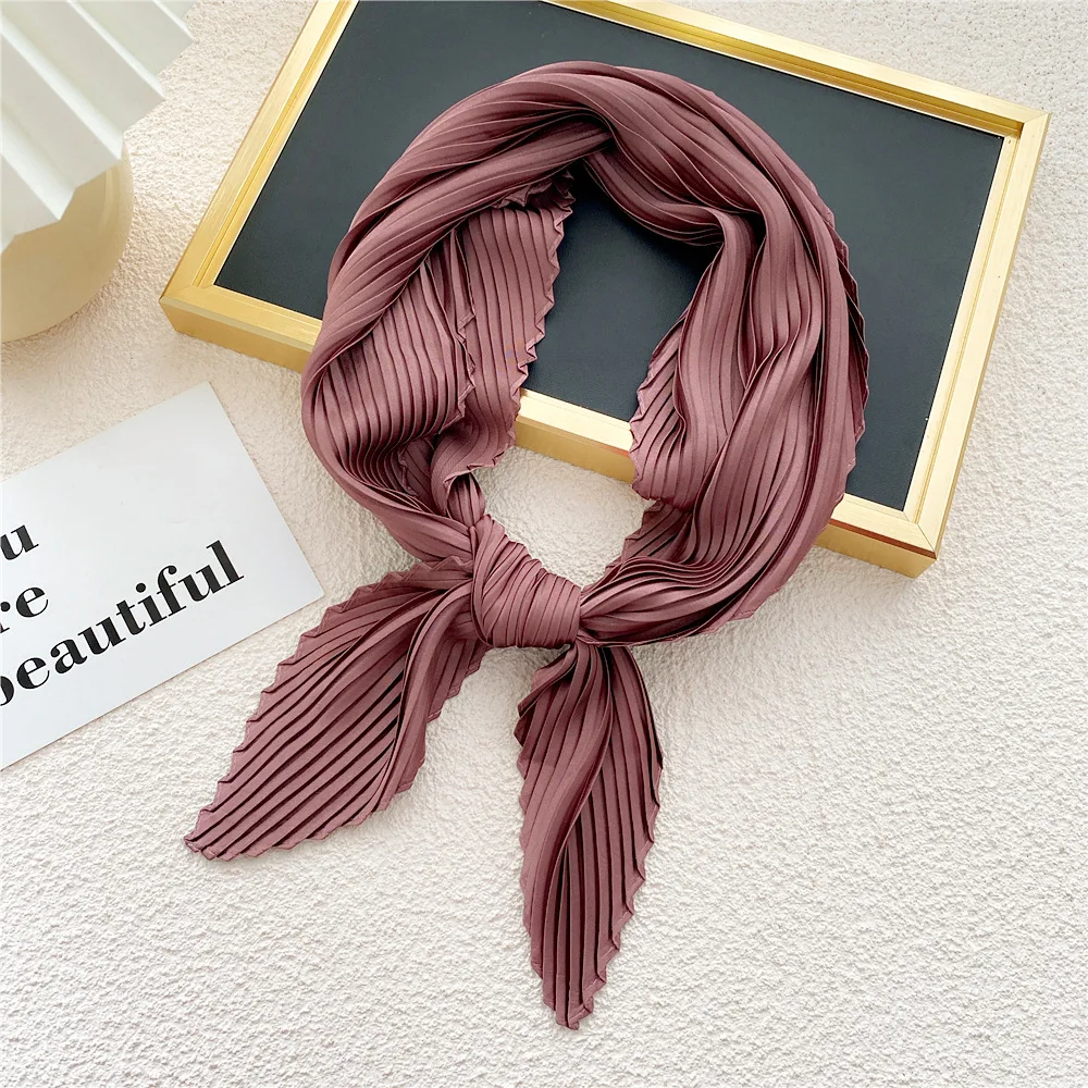 Large Size Scarf Pleated Crinkle Women's Hijab Wrinkle Shawl Scarves Women Satin Scarf Neckerchief Square Skinny Hair Tie Band