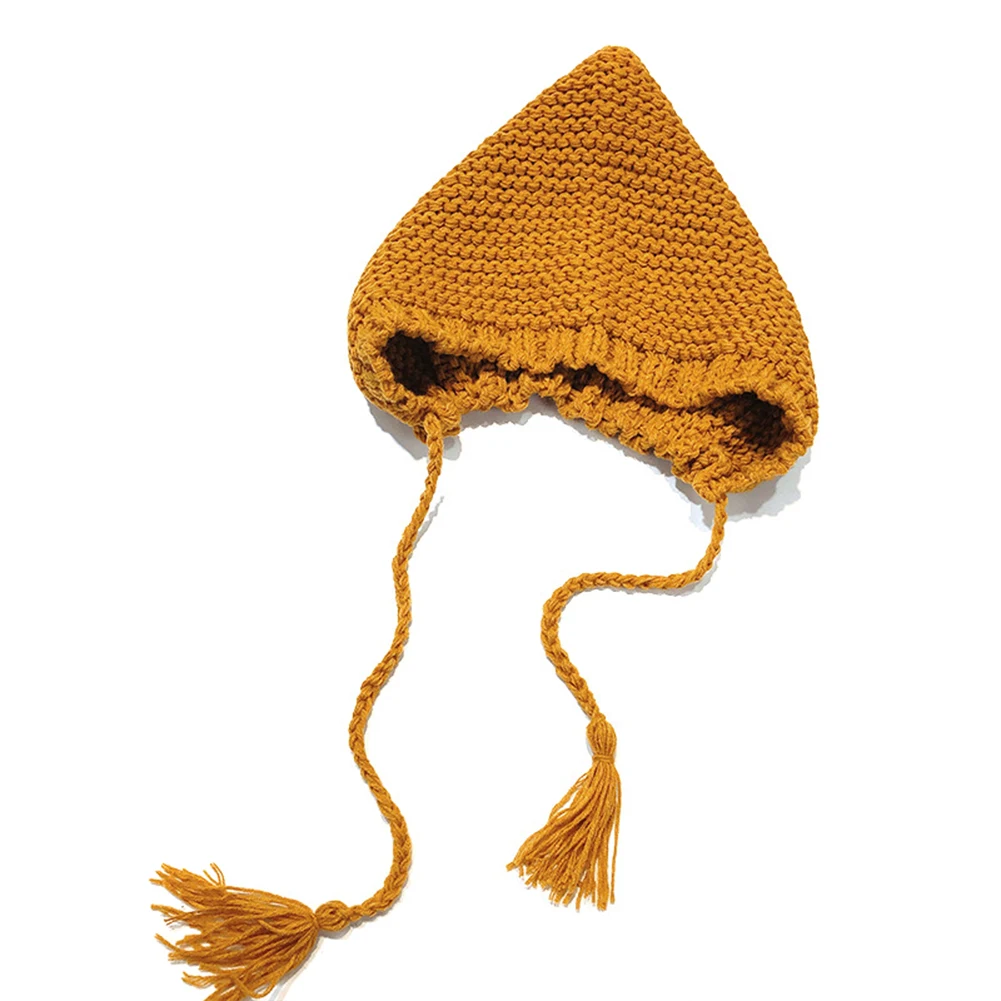 Женская вязаная шапка в японском стиле теплая однотонная со съемным капюшоном и