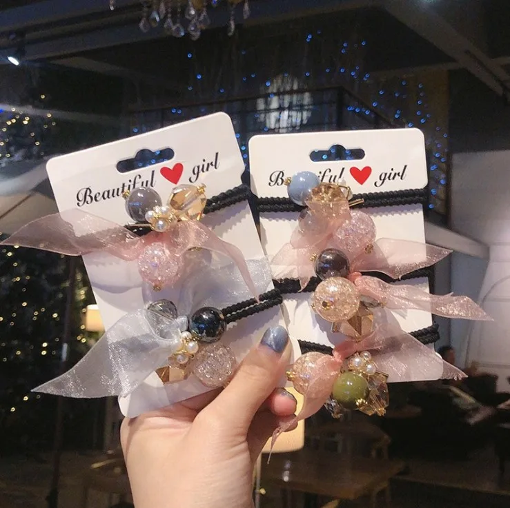 Женская резинка для волос с цветными жемчужинами и кристаллами |