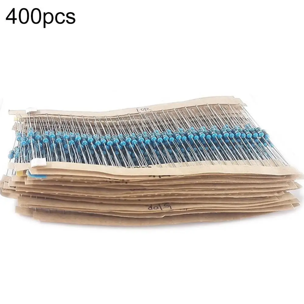 

400Pcs 1/4W 10-1M Ohm 100K Metal Film Resistors Assortment Kit DIY Accessory