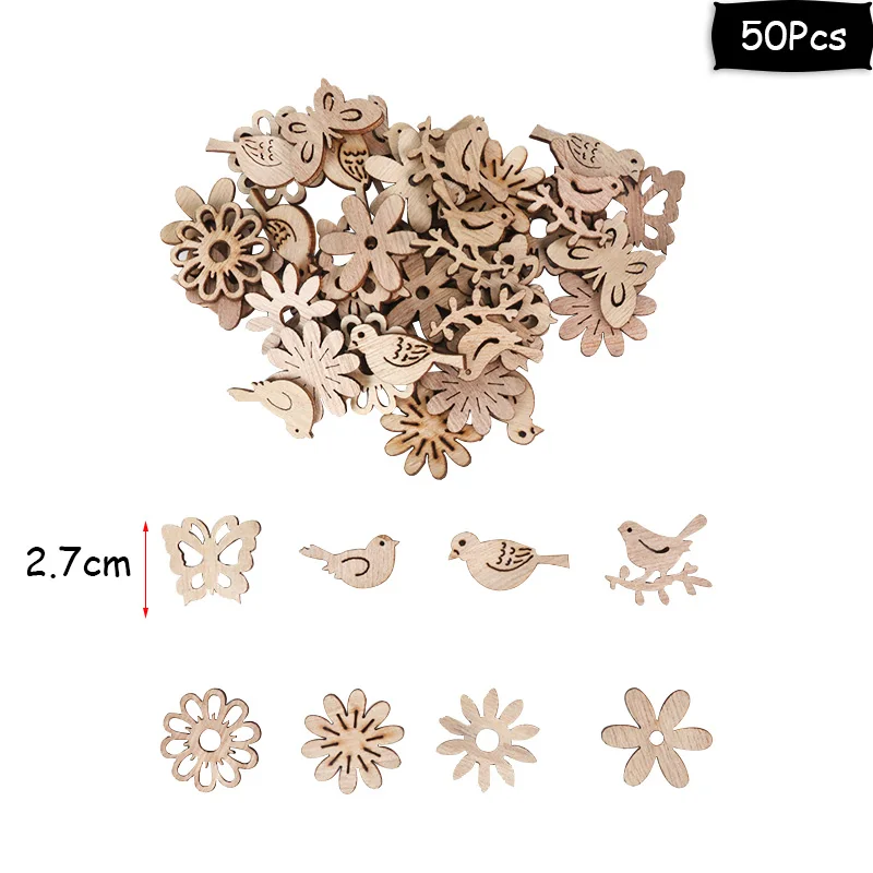 50pcs ornaments-B Рождественская деревянная отделка DIY Деревянные Обои для рабочего стола рождественские украшения для дома Navidad kresest деревянные украшения на Рождество - Цвет: 50pcs ornaments-B