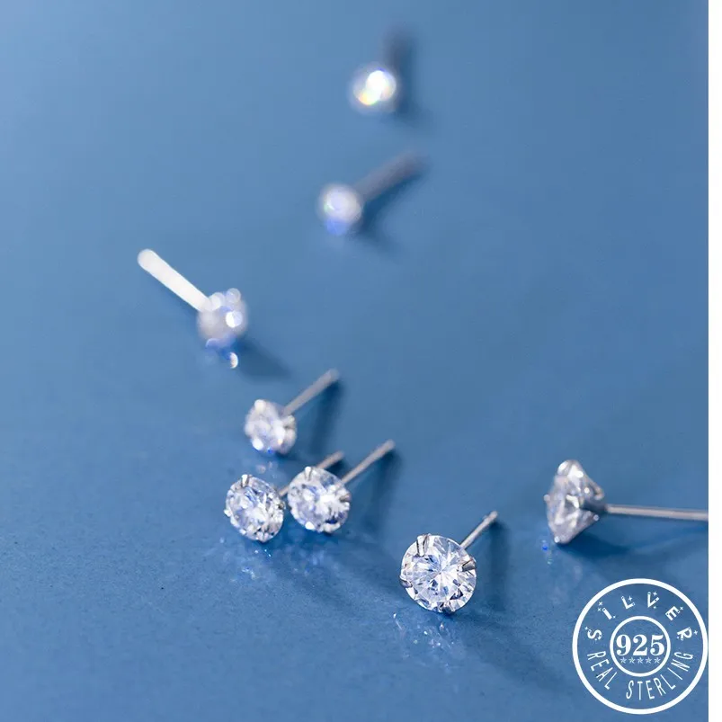 Маленькие круглые кубического циркония 925 стерлингового серебра свадебные