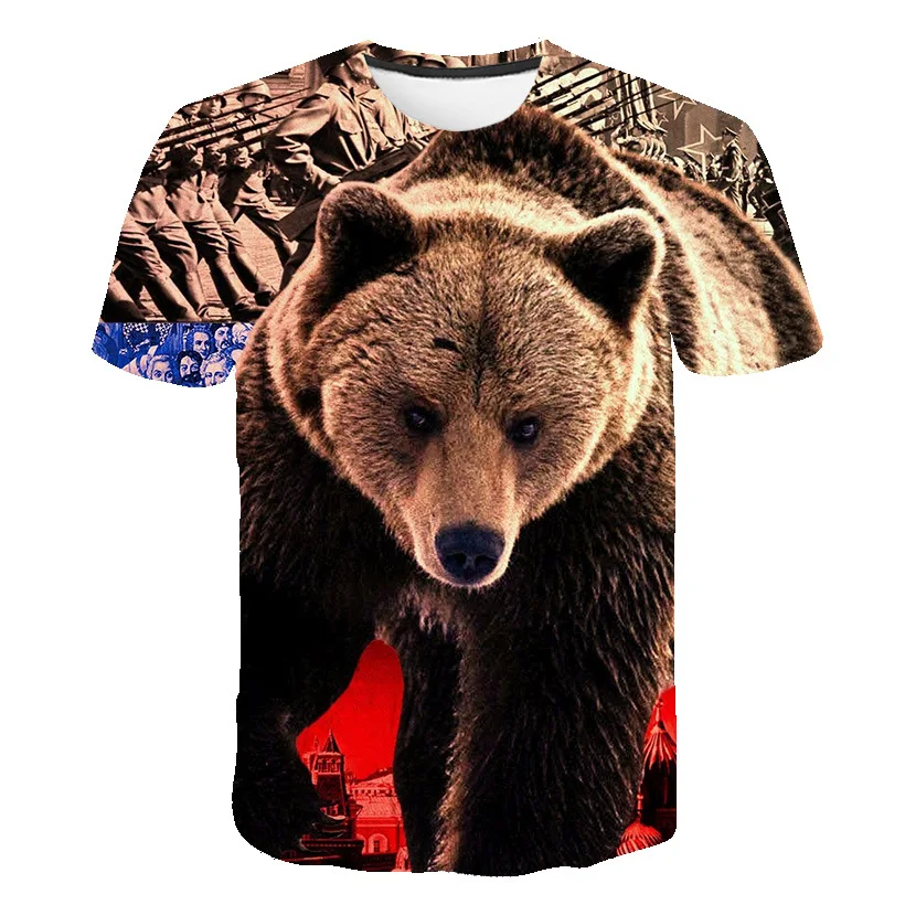 

2021 Summer New Hot Sale Men's T-shirt 3D Animal Printing Children's Men And Women Harajuku Polyester O-neck Shirt Tshirt110-6XL
