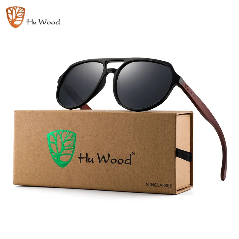 Поляризованные солнцезащитные очки HU WOOD мужские роскошные брендовые винтажные
