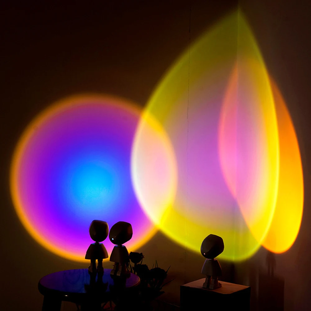 

New Robort USB Rainbow Sunset Projector Atmosphere Night Light Home Coffee Shop Background Wall Decoration Colorful Lamp#38