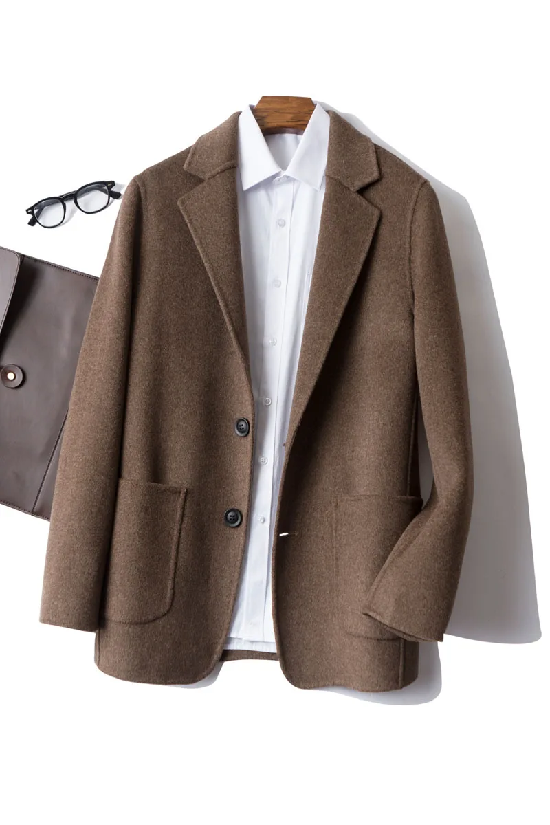 

Pure wool double faced overcoat men's woolen coat new style suit for autumn / winter 2020 casual cashmere woollen suit