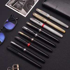 Ручка перьевая Jinhao в металлическом стиле, набор чернильных наконечников бронзового, серебристого, черного цветов с красивой текстурой, Офисная школьные письменные принадлежности