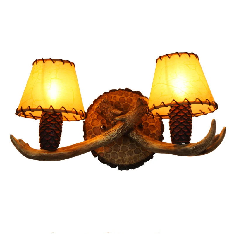 Country Retro Wall Light Imitation Pinecone Shape Wall Lamp Cafe Inn Club Bar Antler Decoration Sconce for House Hotel Cafe Bar