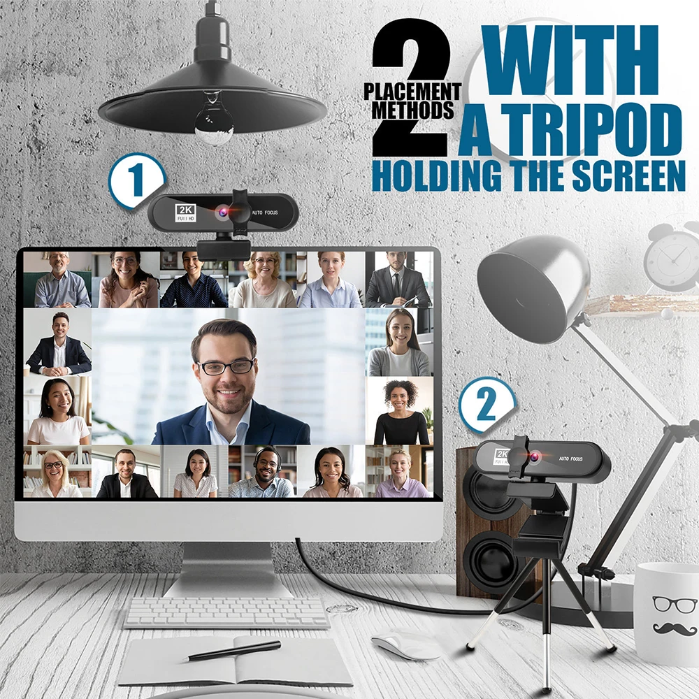 

Mini Webcam 2K 4K Conference PC Webcam Autofocus USB Web Camera Laptop Desktop For Office Meeting Home With Mic 1080P HD Web Cam