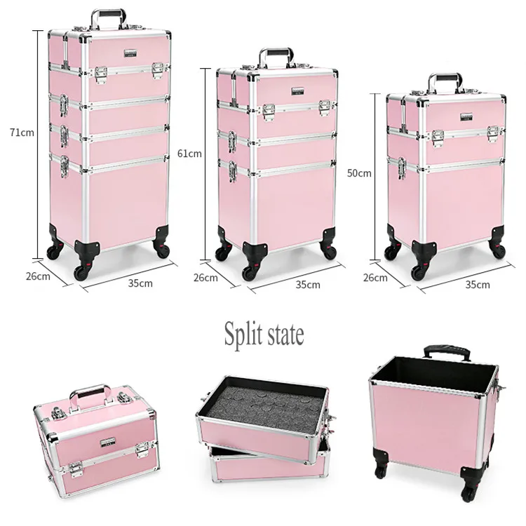 

Manicurist Cosmetic Case ,Wheel Beautician Box,Oversized Makeup Toolbox, Foldable Beauty Trolley Suitcase, Rolling Luggage Bag