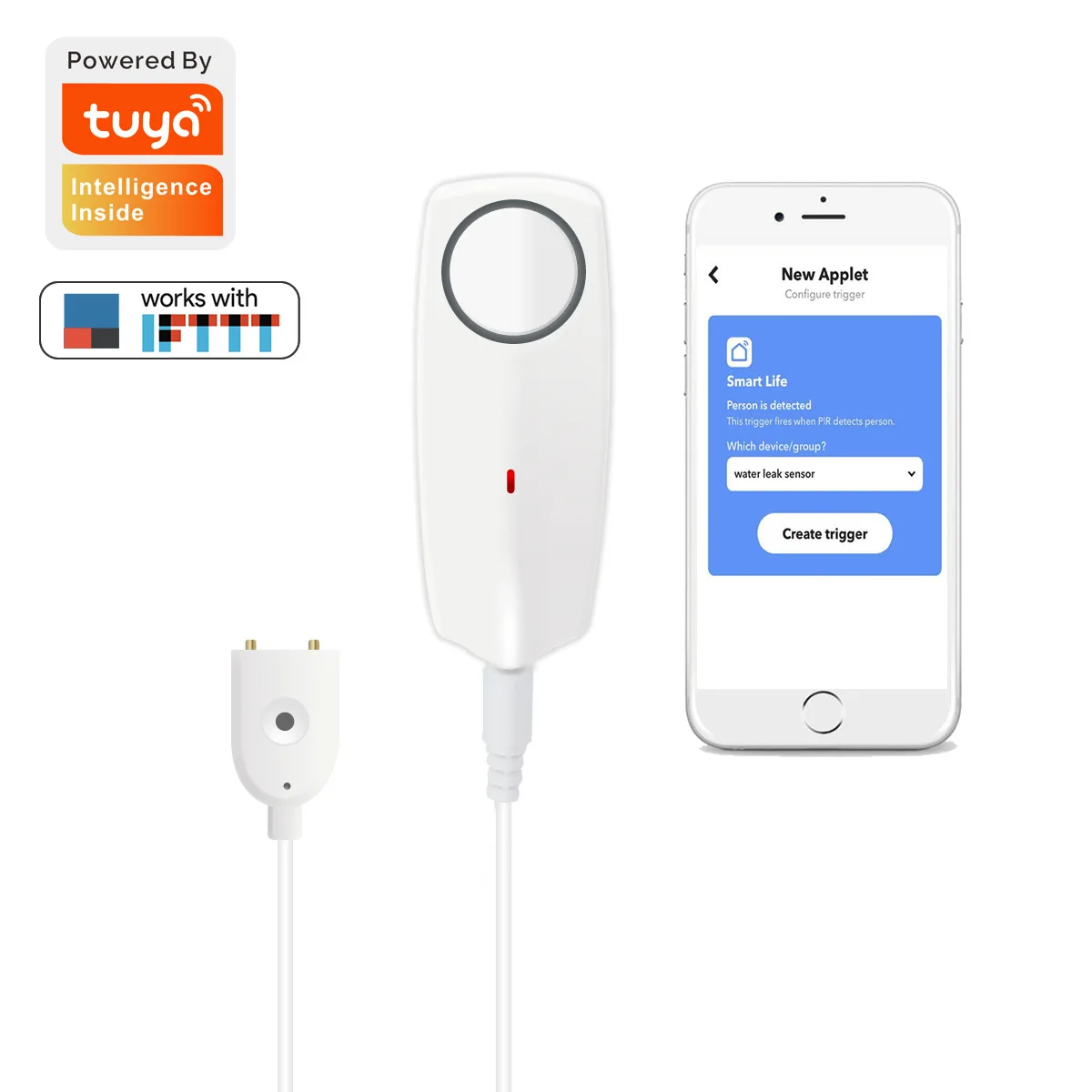 

Датчик утечки воды Tuya с Wi-Fi, датчик уровня утечки, детектор резервуара сигнализации, защита от перелива, дистанционное управление для умного...