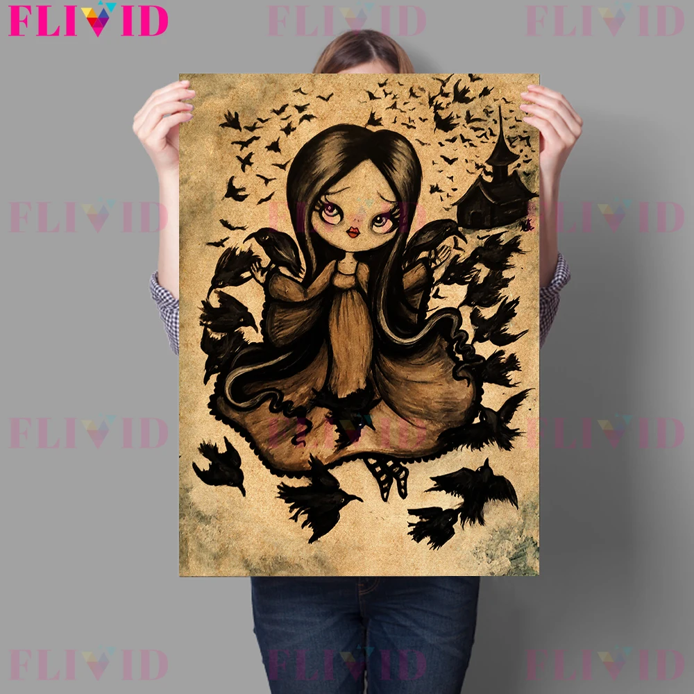 Настенная картина на Хэллоуин с маленькой ведьмой призраком вечерние настенный