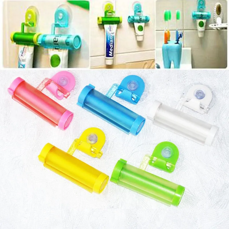 

1 PCS Creative Rolling Squeezer Toothpaste Dispenser Tube Partner Sucker Hanging Holder Distributeur Dentifrice Storage Rack