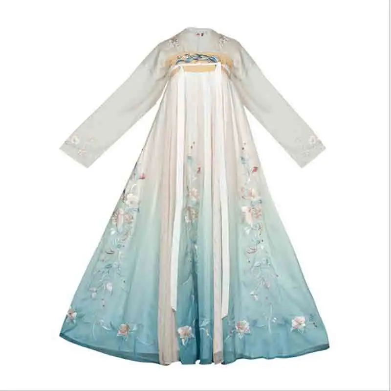 

Large Size 7XL Women Hanfu Chinese Ancient Gradation Blue Dress Halloween Carnival Princess Cosplay Costume For Lady Plus Size