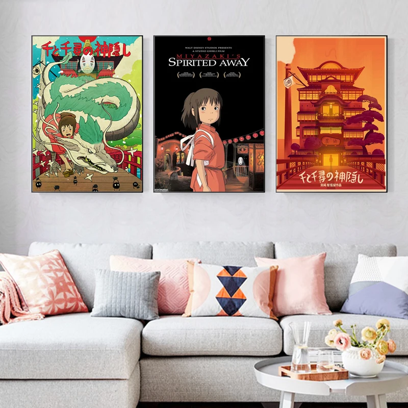 Японская аниме-пленка Картина на холсте из фильма Унесенные призраками плакаты
