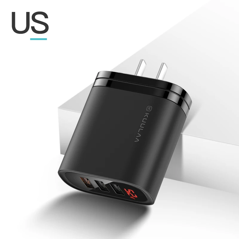 US Black KUULAA Quick Charge 3,0 USB зарядное устройство 30 Вт QC3.0 QC Быстрая зарядка мульти разъем зарядное устройство для мобильного телефона для iPhone samsung Xiaomi huawei - Тип штекера: US Black