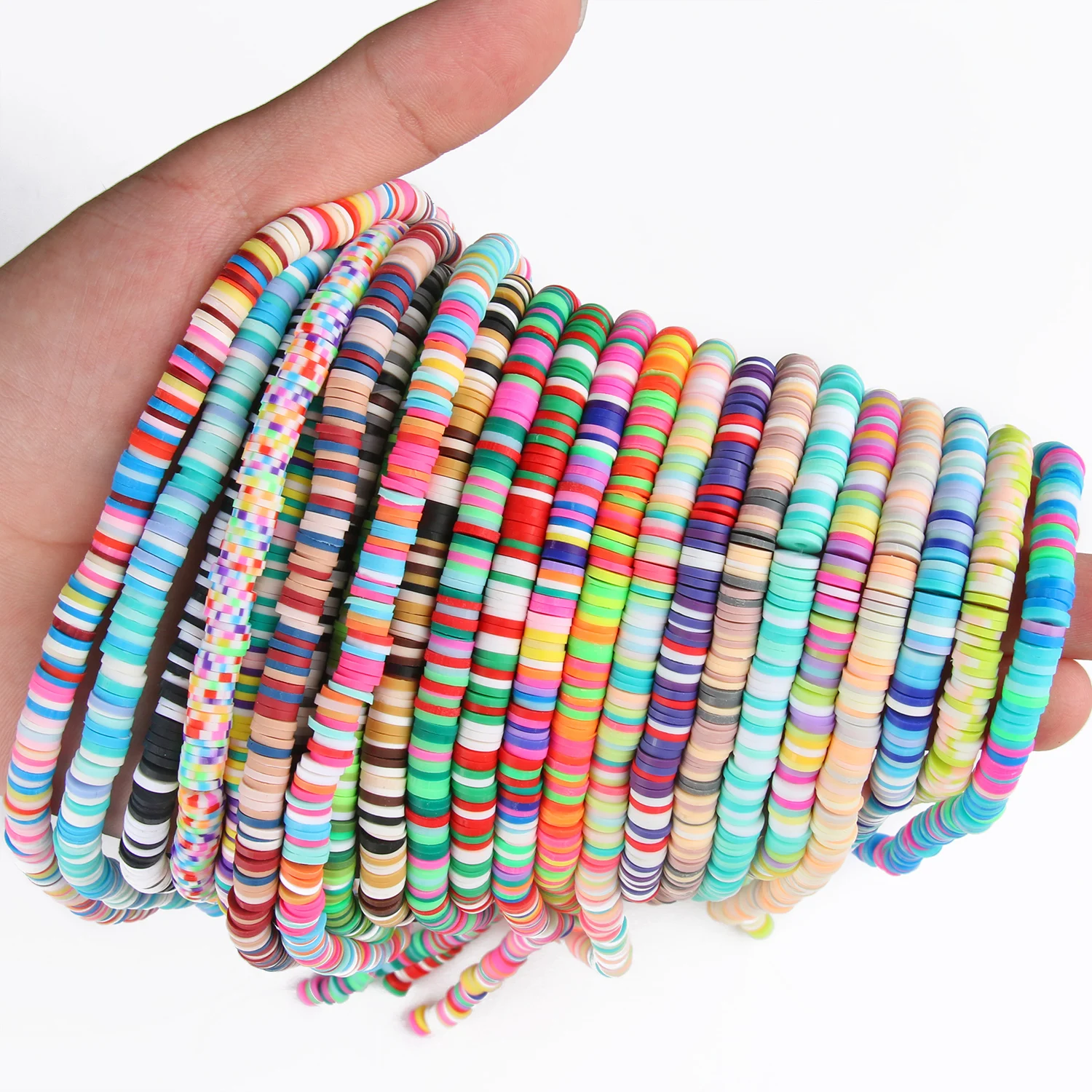 

Round Flat Polymer Clay Beads Mixed color Chip Disk Rondelle Loose Spacer Beads For DIY Jewelry Making Bracelet Necklace 4 6mm