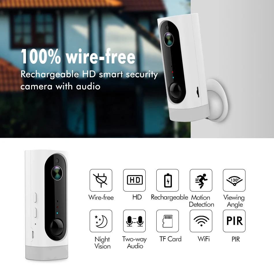 WiFi камера IP беспроводная домашняя Безопасность PIR камера 1080P HD мини ночного видения 3000ма перезаряжаемая батарея без проводов 130 широкий угол