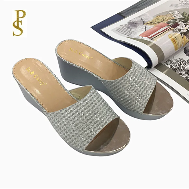 Блестящая женская обувь удобные туфли на танкетке для женщин легкая с