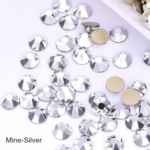 Mine-silver 1440 шт Новые популярные цвета 8 больших+ 8 маленьких 16 граней горный хрусталь Кристалл Flatback не горячей фиксации украшение для ногтей горный хрусталь B3638 - Цвет: Mine-silver