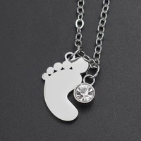 cute baby foot pendant necklace stainless steel feet necklace diy your baby name necklace gift for kid mother day gift