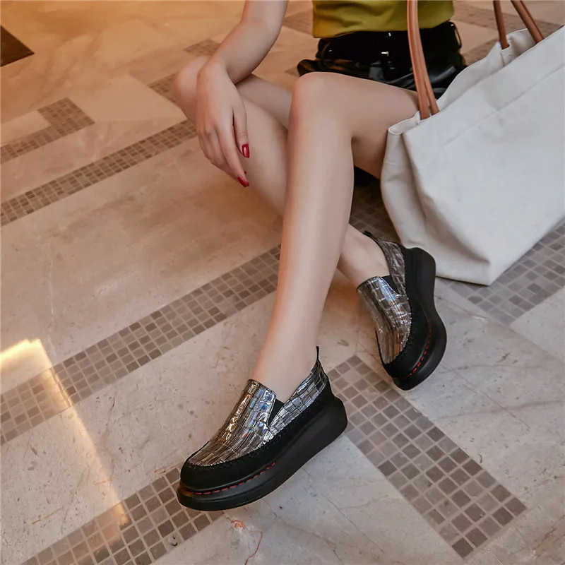 FEDONAS модные женские туфли вечерние блестящие хит продаж круглый носок Туфли без