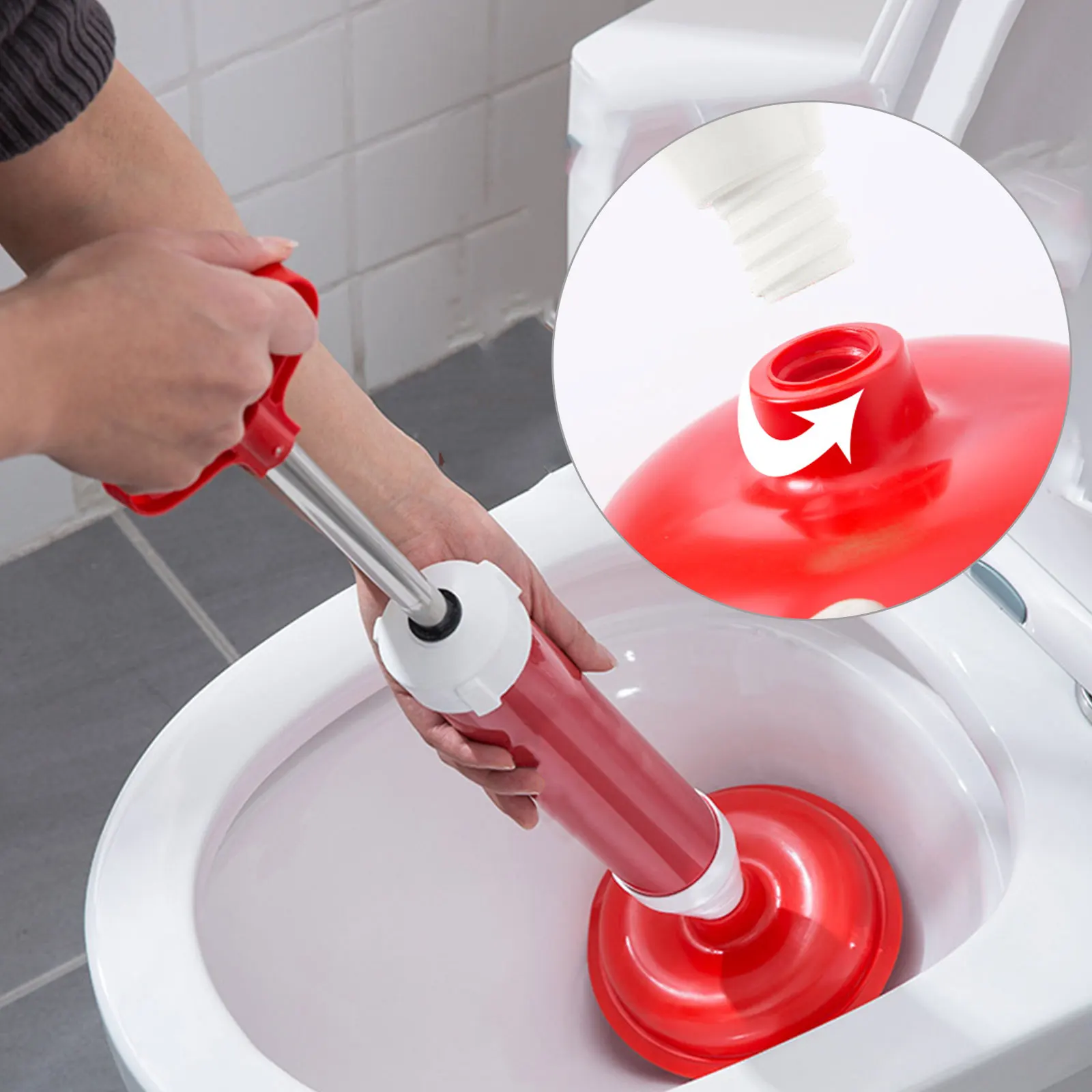 

Powerful Bathroom Blocked Toilet Sink Multi Drain Buster Plunger W/2 Suckers For Sink Cleaning Tool