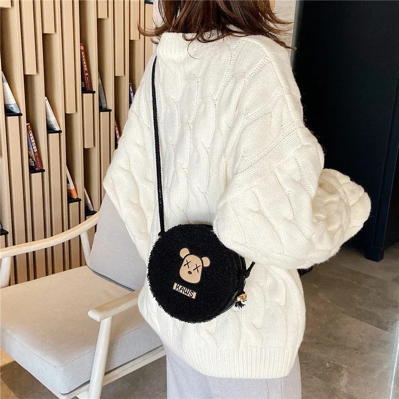 

Women's bag Plush bag 2022 vintage girl Mini shoulder bag student phone bag wallet handbag messenger Clutch bag packet purse