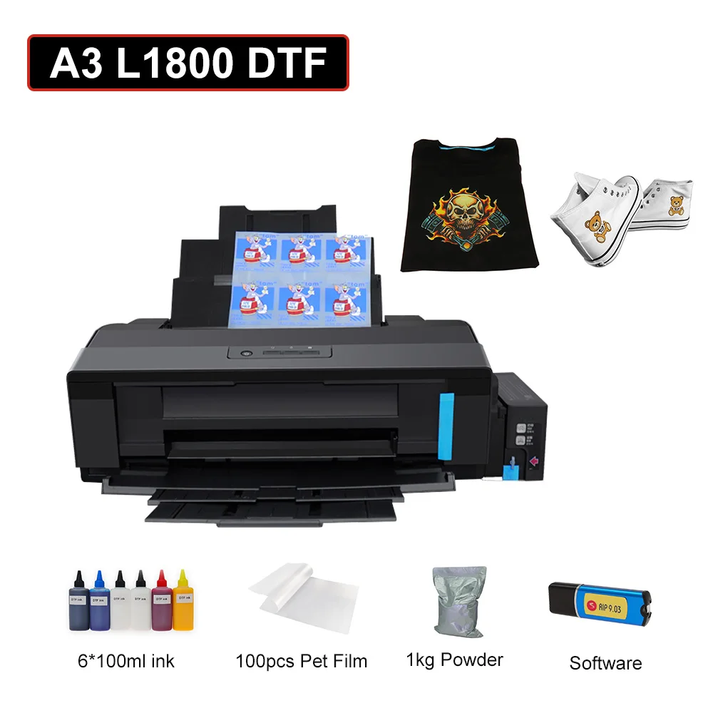 

DTF Printer A3 T-Shirt Printing Machine For Impressora Epson L1800 Heat Transfer PET Film Direct Transfer Film Printing