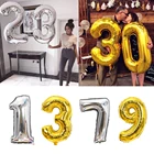 32 дюйма цвета: золотистый, серебристый Фольга шара с цифрой цифры 0-9 День рождения украшения детский душ Globos Юбилей воздушные шары с гелием