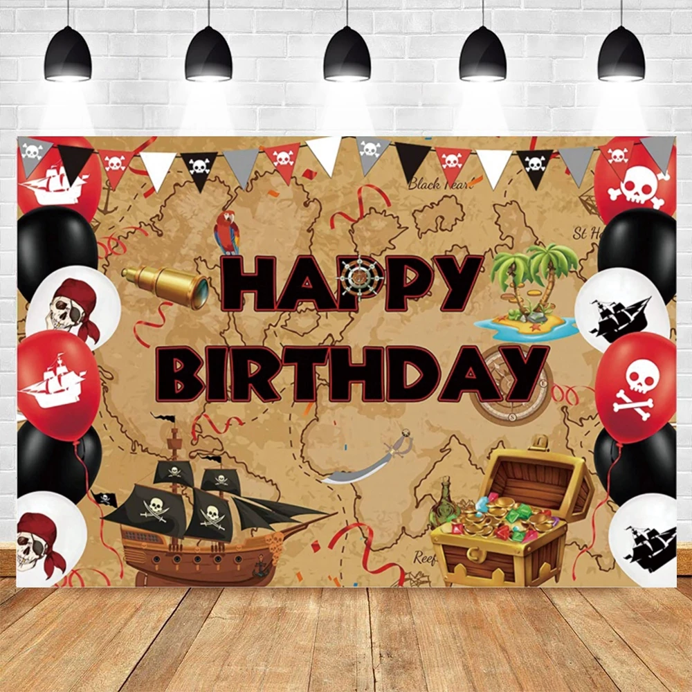 

Yeele Baby Birthday Backdrop Photocall Balloon Pirate Map Party Decor Photography Banner Photographic Background Photo Studio