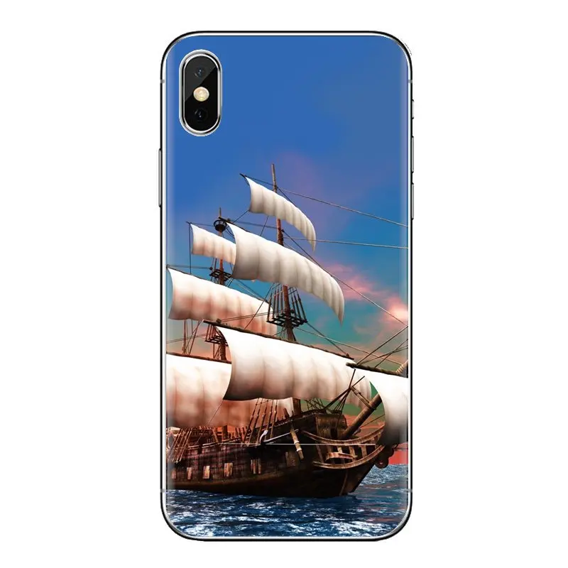 For Samsung Galaxy A3 A5 A7 A9 A8 Star A6 Plus 2018 2015 2016 2017 TPU Transparent Shell Cases sand Sailing Ship Dark Wallpapers |