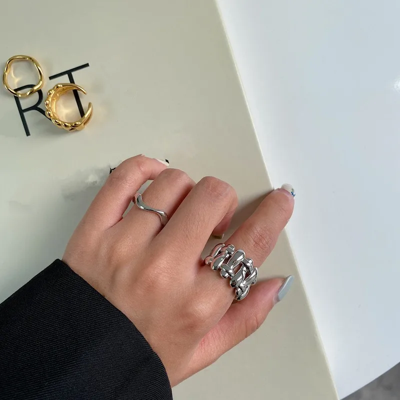 Модные яркие металлические кольца для женщин геометрические нестандартные