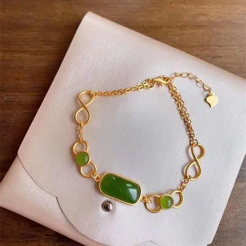 

Natural Jasper Egg Noodle Bracelet for Women Affordable Luxury Fashion Simple Sterling Silver Gilding Inlaid Cold Style Square B