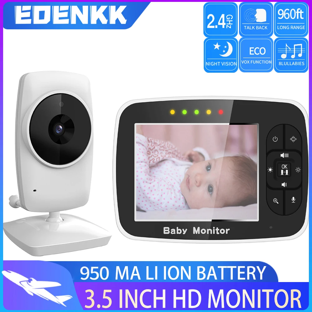 

EOENKK 3.5 inch video baby monitor with night vision and temperature sensor, two-way intercom system