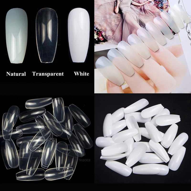 600 шт./пакет гвозди длинные накладные ногти балерины квадратная головка