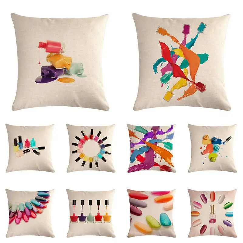 

Nail Polish Pattern Cotton Linen Throw Pillow Cushion Cover Car Home Sofa Bed Decorative Pillowcase Funda Cojin TX111