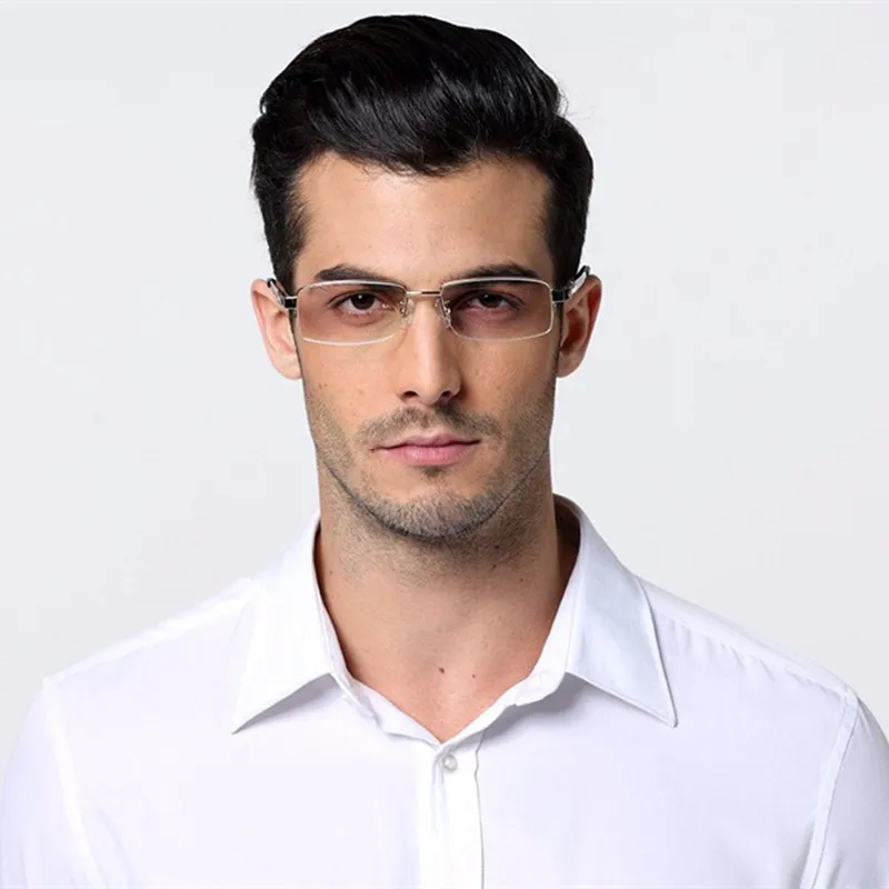 Men Pure Titanium Half Rimless Eyeglass Frames Luxury Glasses Myopia Prescription Rx able | Eyeglasses