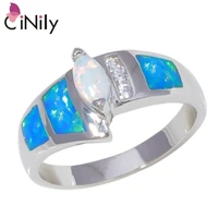cinily silver plated created blue white pink fire opal wholesale for women jewelry engagement wedding ring size 7 9 oj9418 19