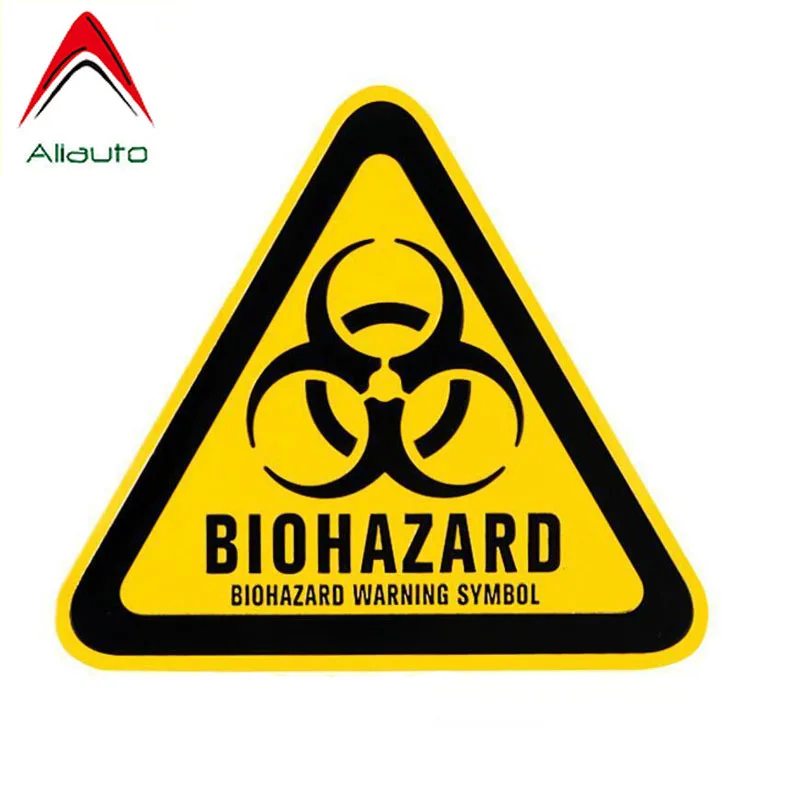 

Aliauto Cartoon Car Sticker Triangle Aluminum Biohazard Warning Symbol Accessories Vinyl Decal for Peugeot Skoda Volvo,12cm*10cm