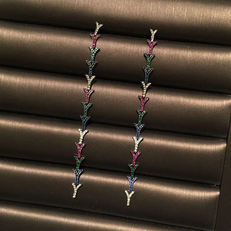 

2020 модные длинные серьги-подвески с градиентом из микро-Инкрустированного кубического циркония с буквами Y для женщин ювелирные изделия по...